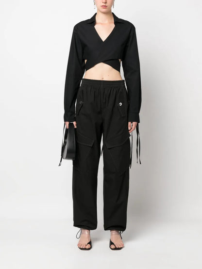 Cropped Wrap-Around Blouse