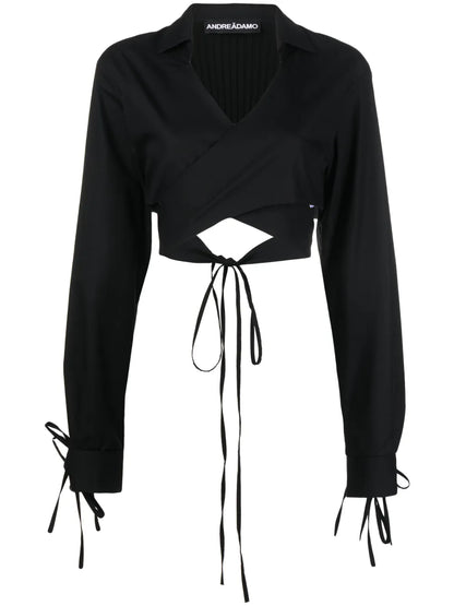 Cropped Wrap-Around Blouse