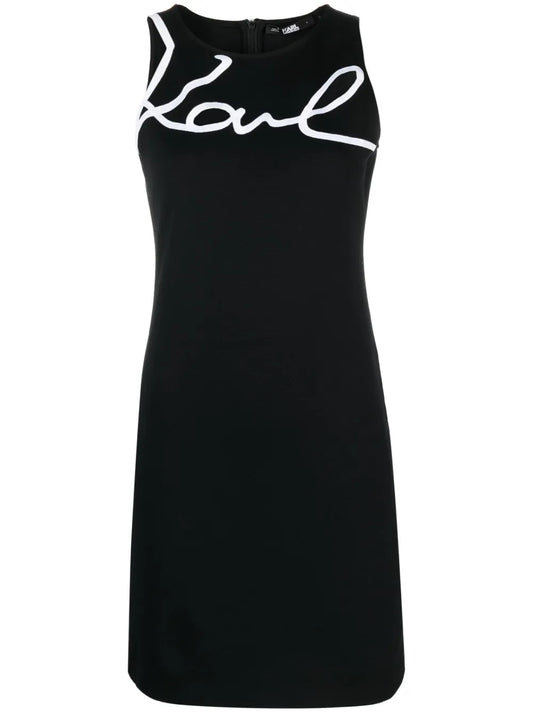 Logo-Print Sleeveless Cotton Dress