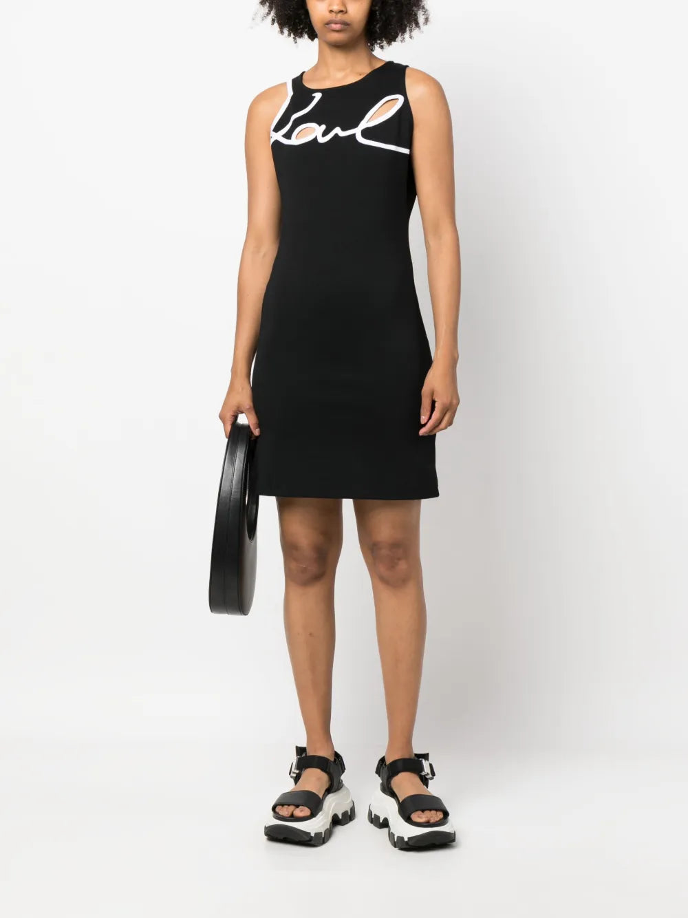 Logo-Print Sleeveless Cotton Dress