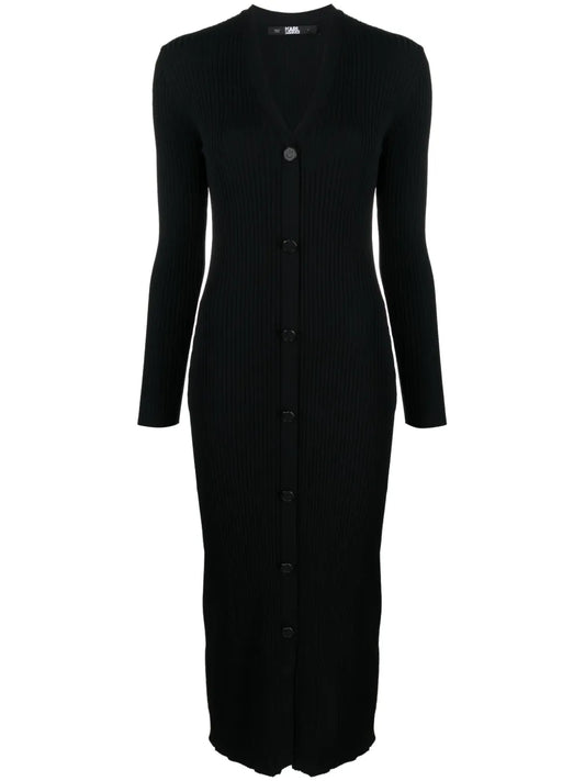 V-Neck Knitted Midi Dress