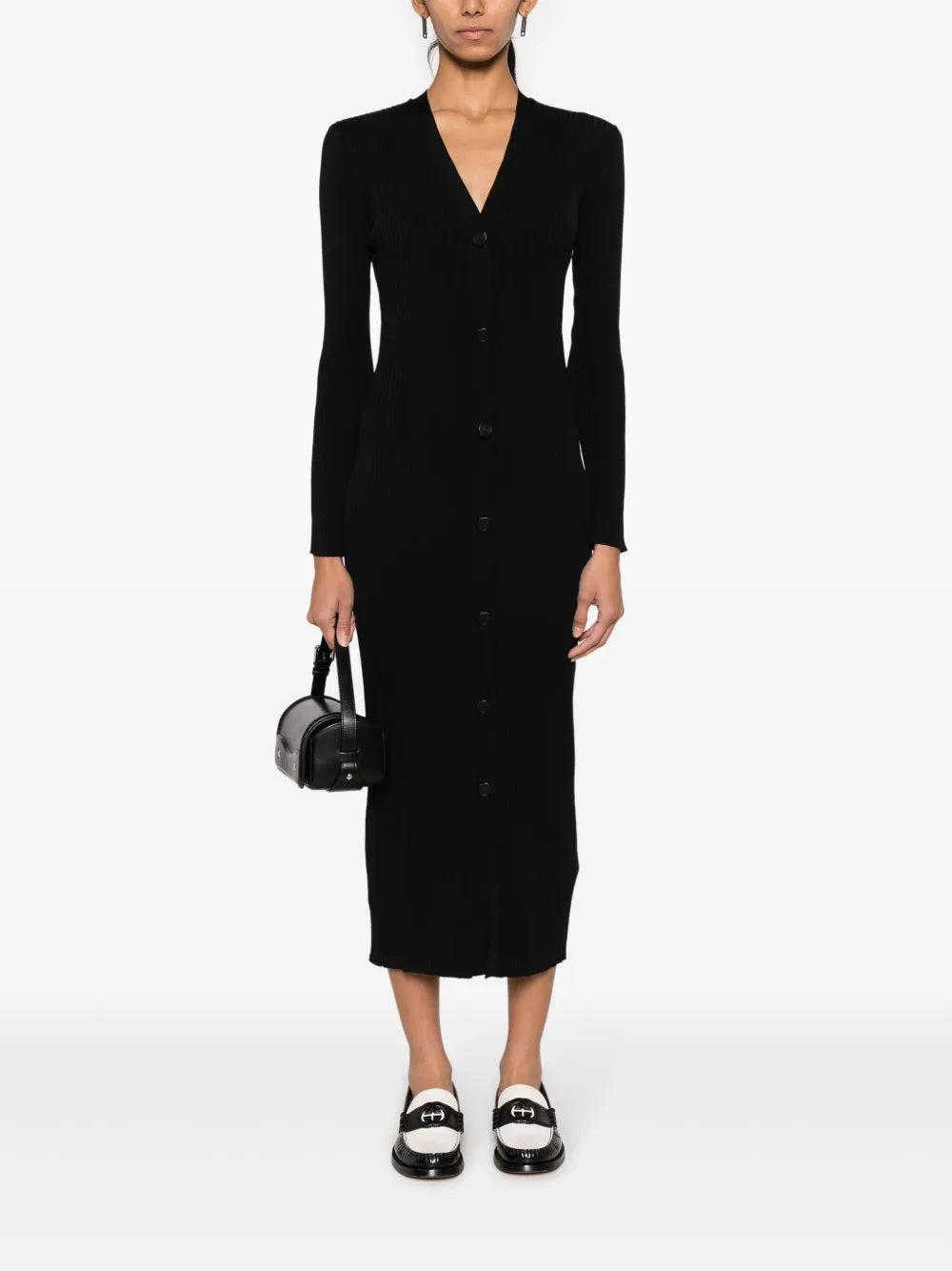 V-Neck Knitted Midi Dress