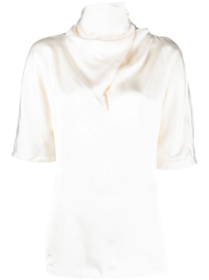 High-Neck Silk Blouse
