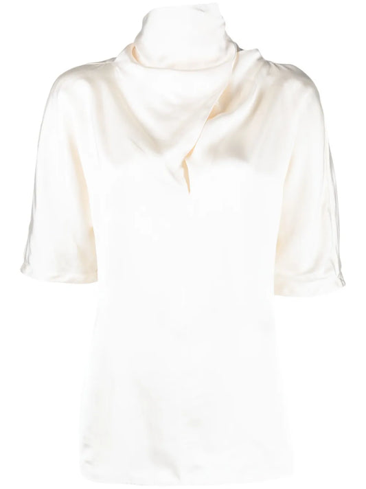 High-Neck Silk Blouse