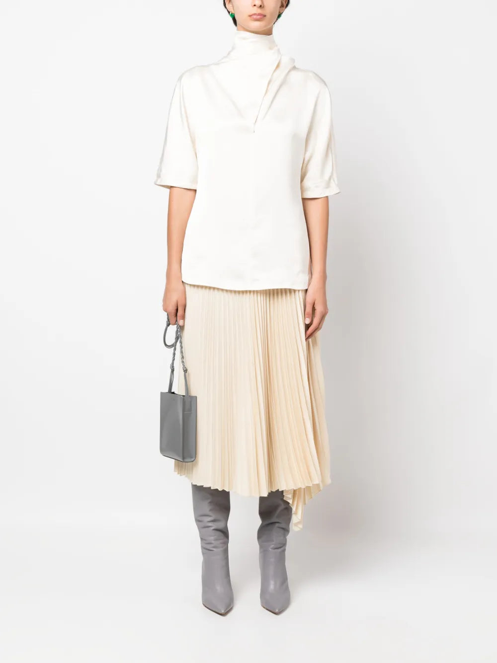 High-Neck Silk Blouse