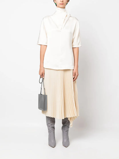 High-Neck Silk Blouse