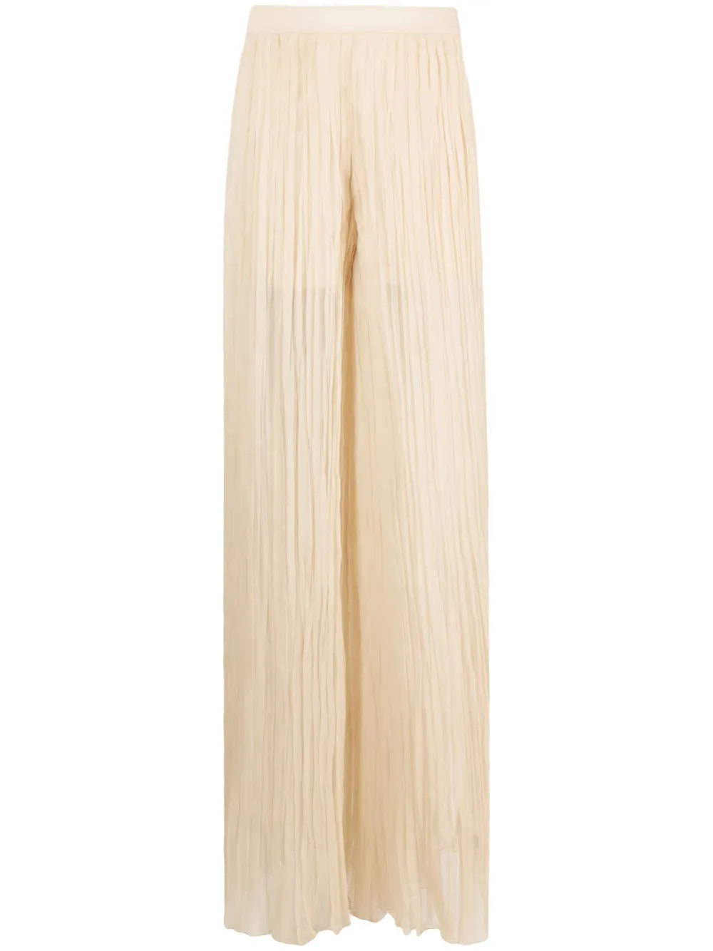 Semi-Sheer Pleated Silk Trousers