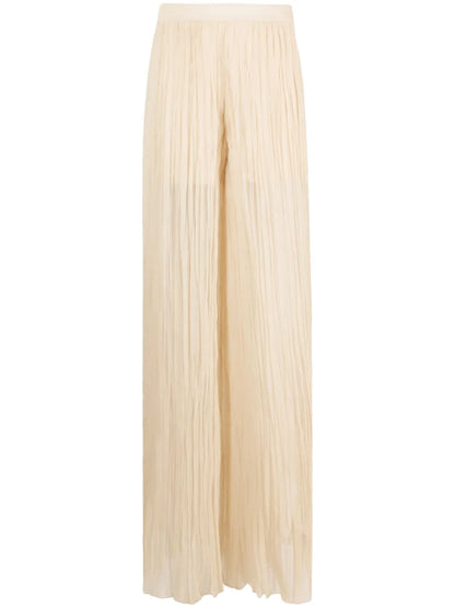 Semi-Sheer Pleated Silk Trousers
