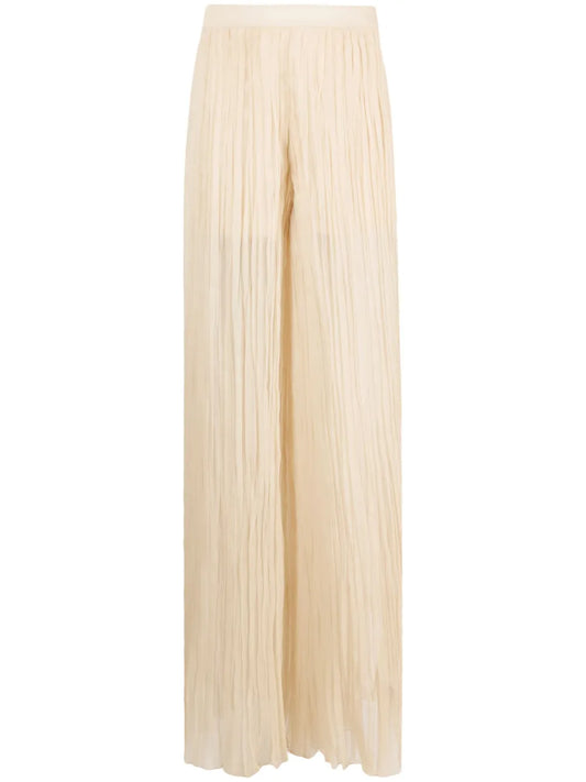 Semi-Sheer Pleated Silk Trousers