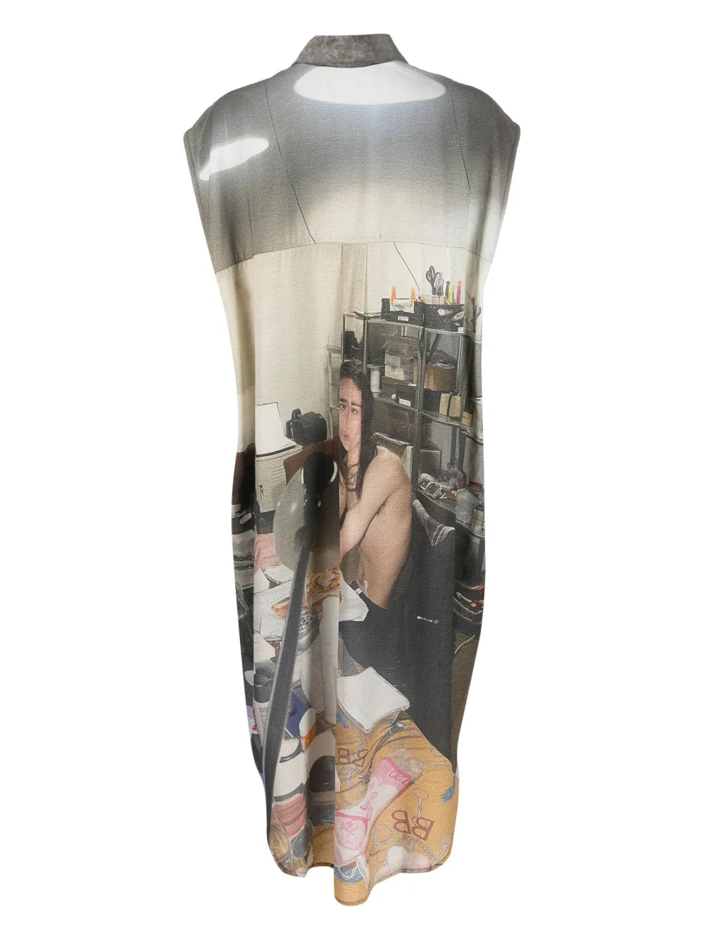 Photograph-Print Button-Up Dress