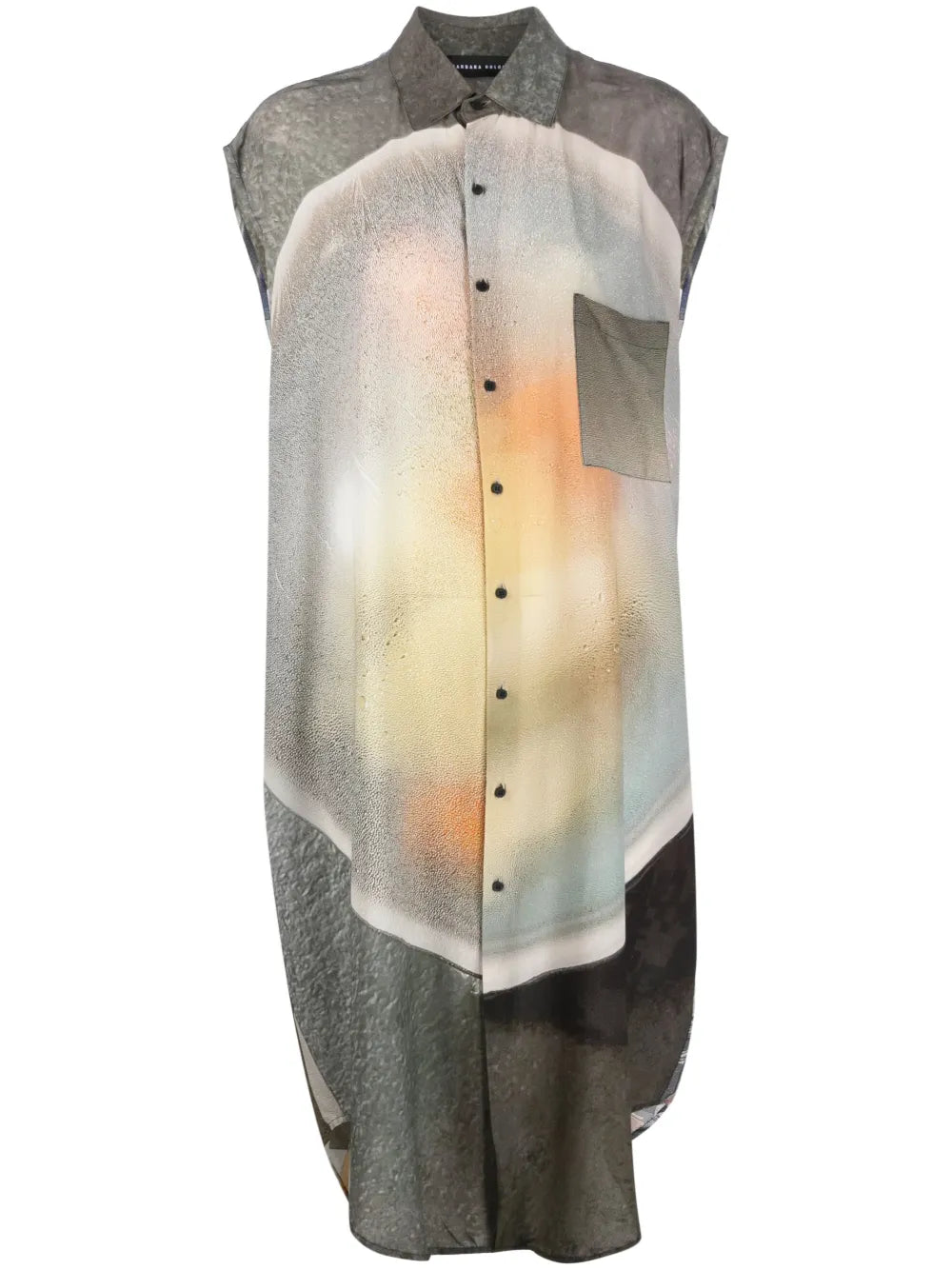 Photograph-Print Button-Up Dress