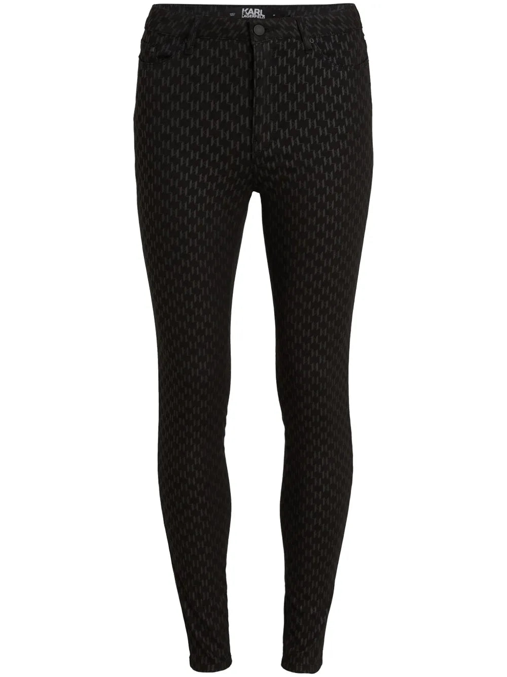 Monogram-Print Shimmer Skinny Jeans