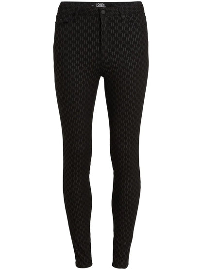 Monogram-Print Shimmer Skinny Jeans