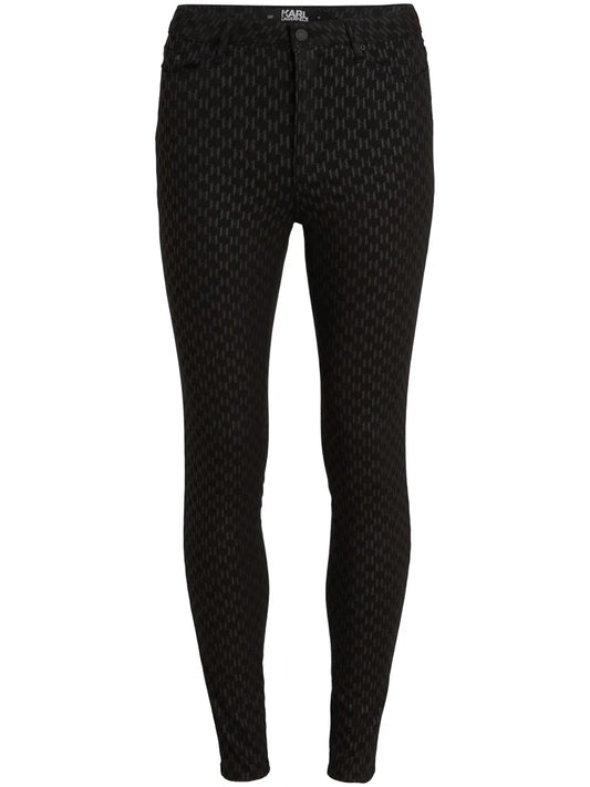 Monogram-Print Shimmer Skinny Jeans