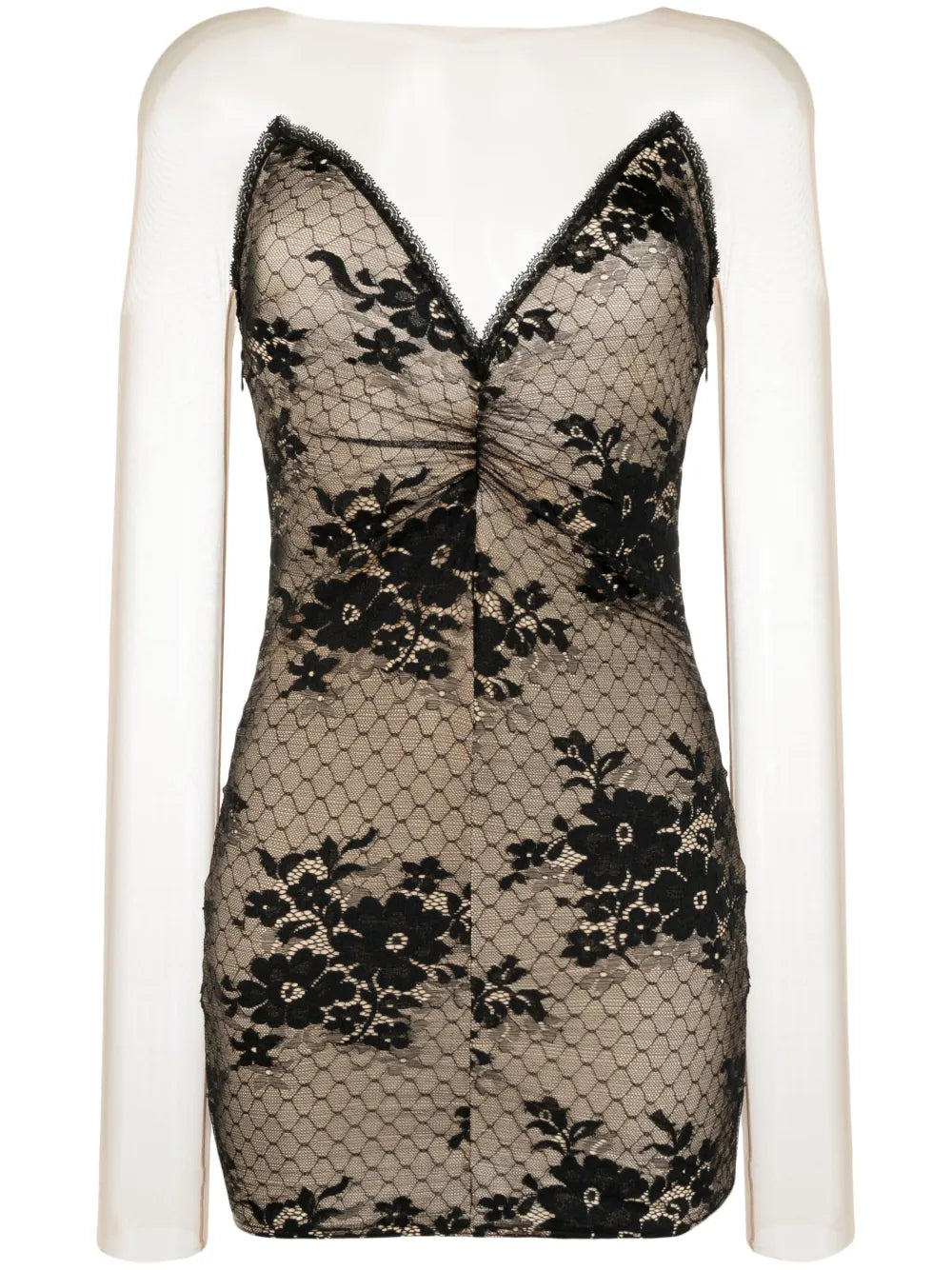 Strapless Lace-Panel Dress