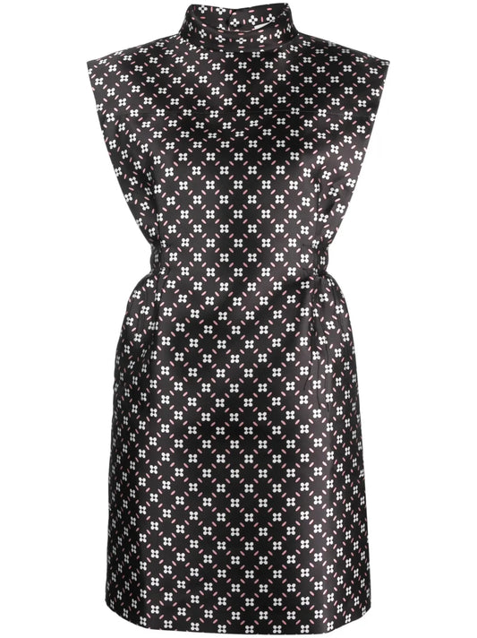 Floral-Print Satin Minidress