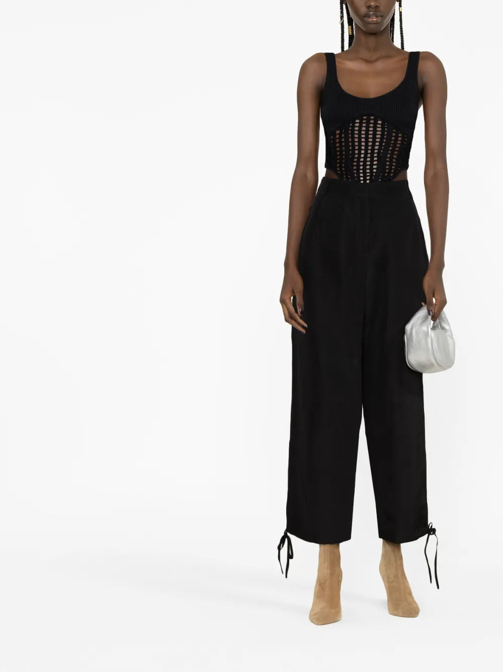 Tie-Cuff Cropped Trousers