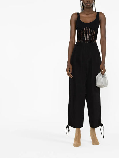 Tie-Cuff Cropped Trousers