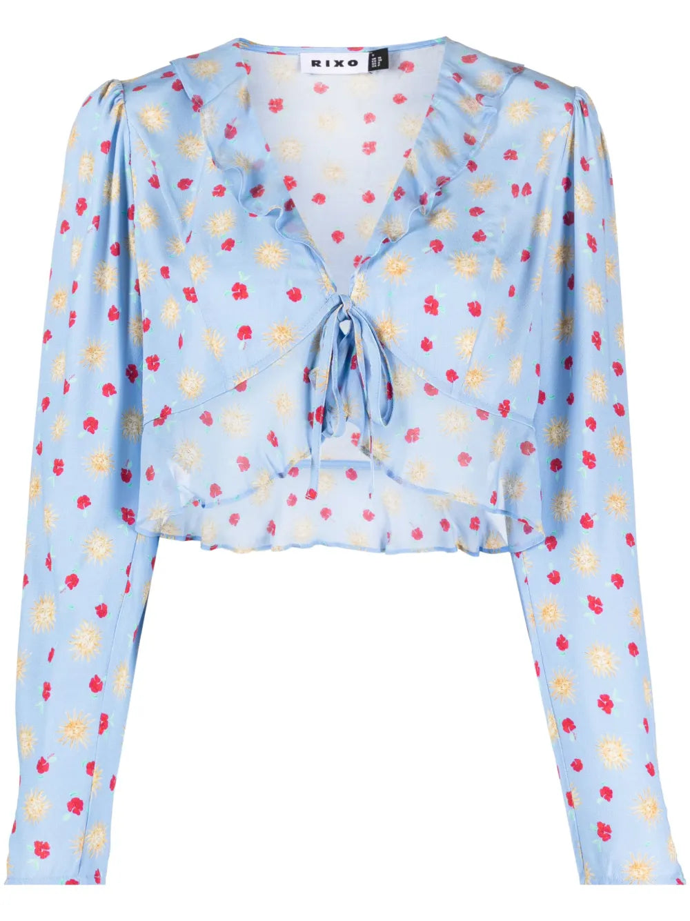 Floral-Print Ruffle-Trim Top
