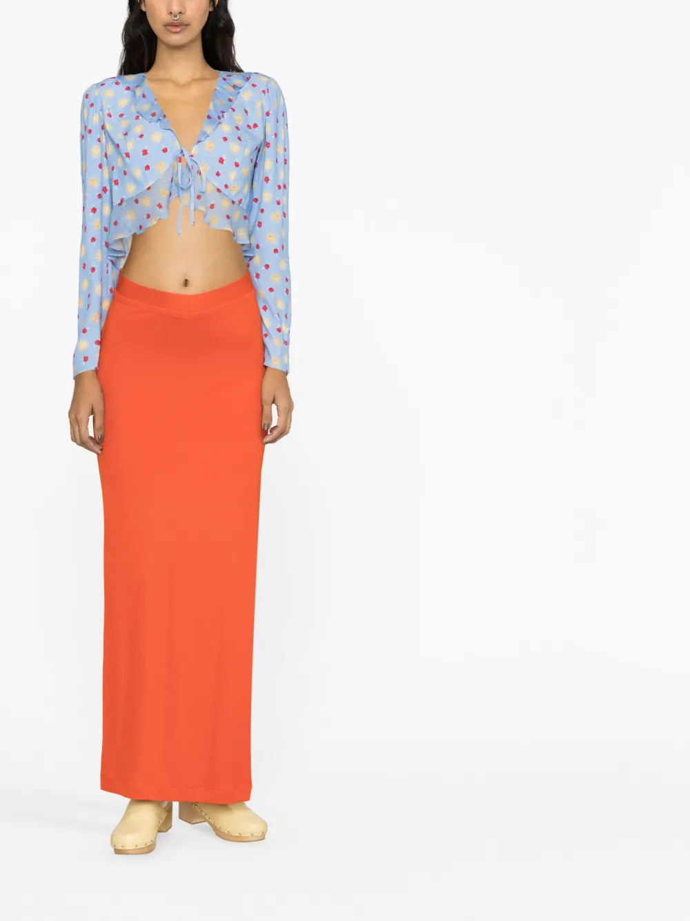 Floral-Print Ruffle-Trim Top