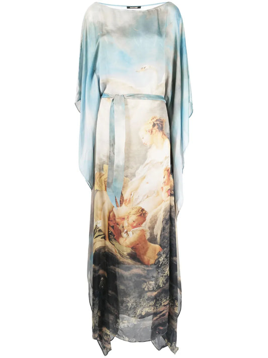 Graphic-Print Long Dress