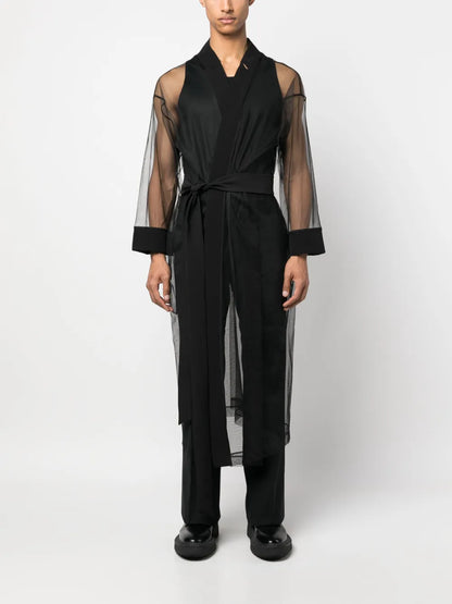 Belted Sheer Mesh Jacket