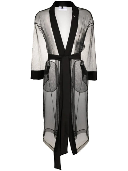 Belted Sheer Mesh Jacket