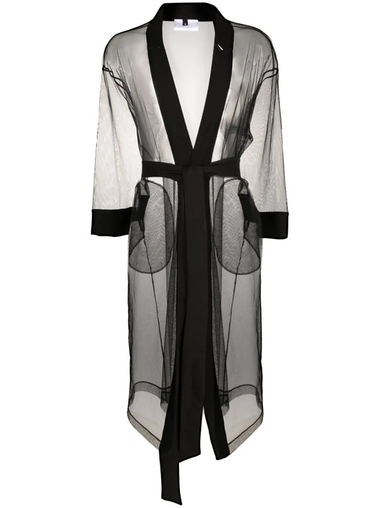 Belted Sheer Mesh Jacket