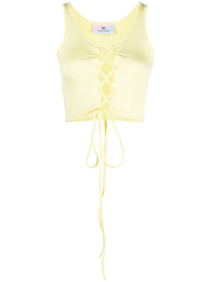 Lace-Up Sleeveless Crop Top