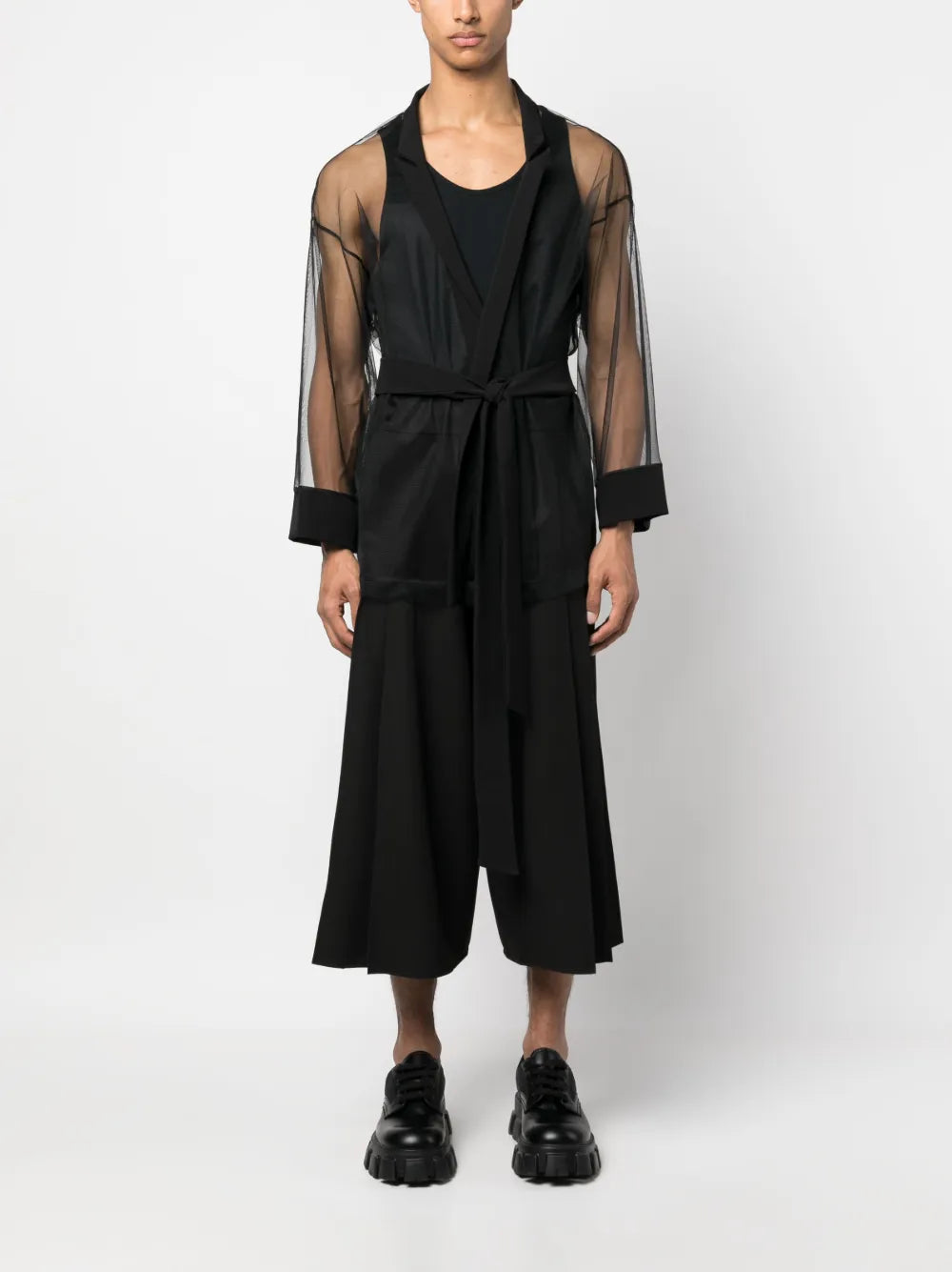 Long-Sleeve Sheer Mesh Jacket