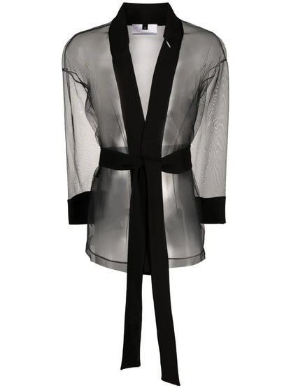 Long-Sleeve Sheer Mesh Jacket