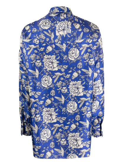 Flower-Printed Silk Shirt