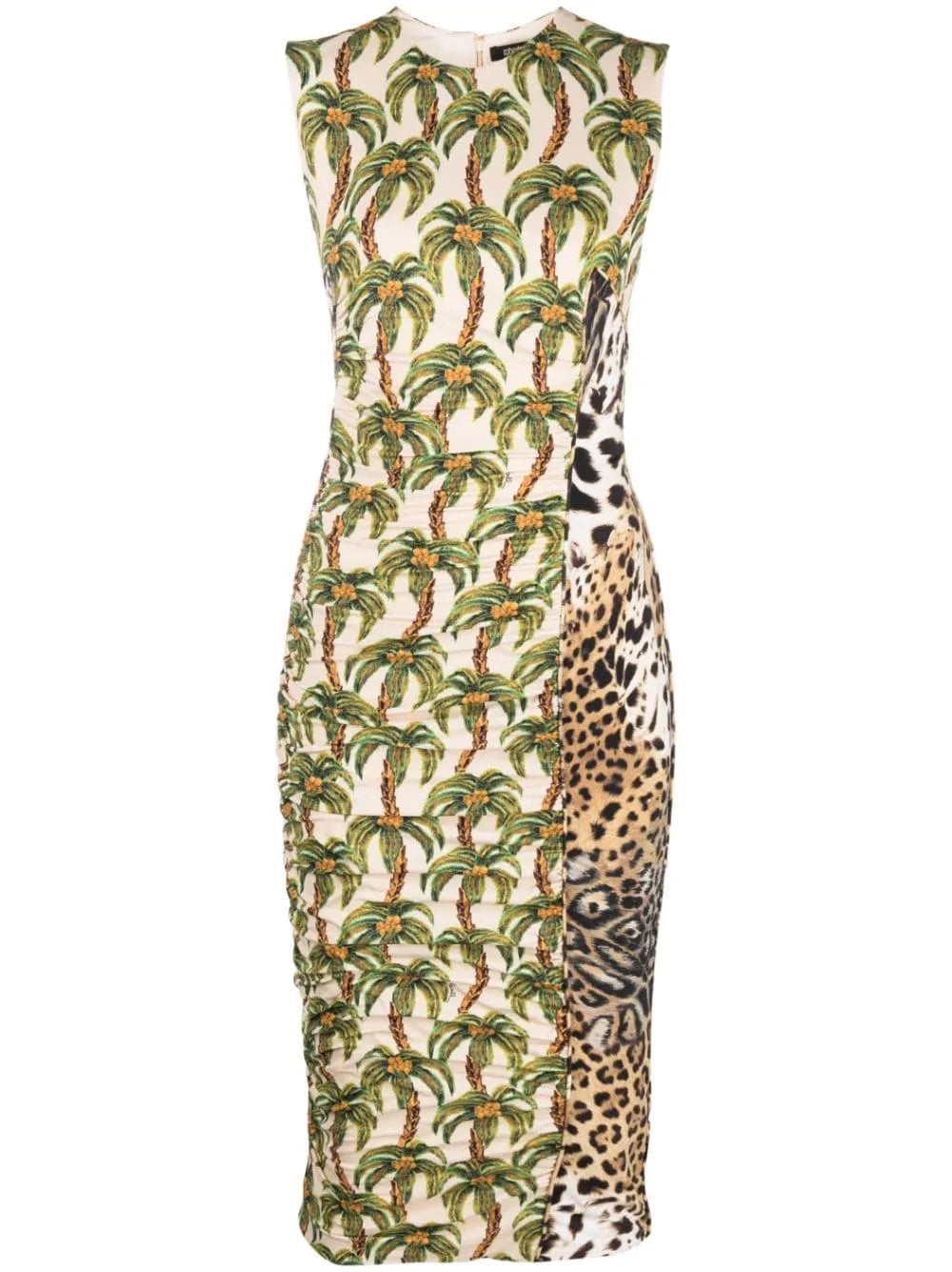 Mix-Print Ruched Dress