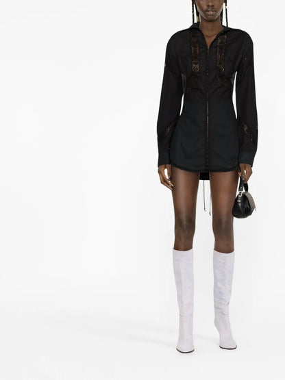 Lace-Detail Shirt Dress