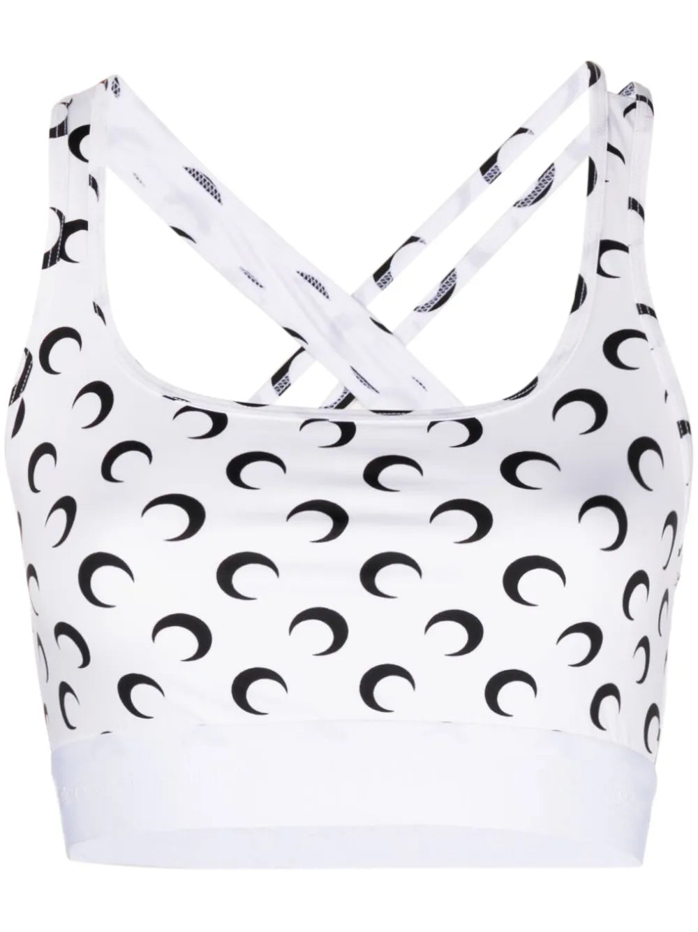 Crescent Moon-Print Crop Top