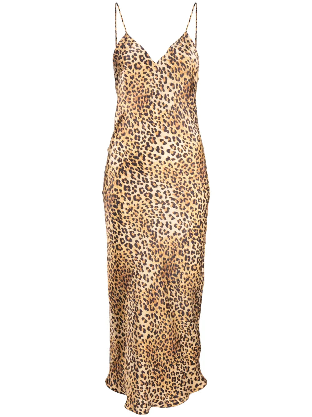 Golden Hollywood Leopard-Print Silk Midi Dress
