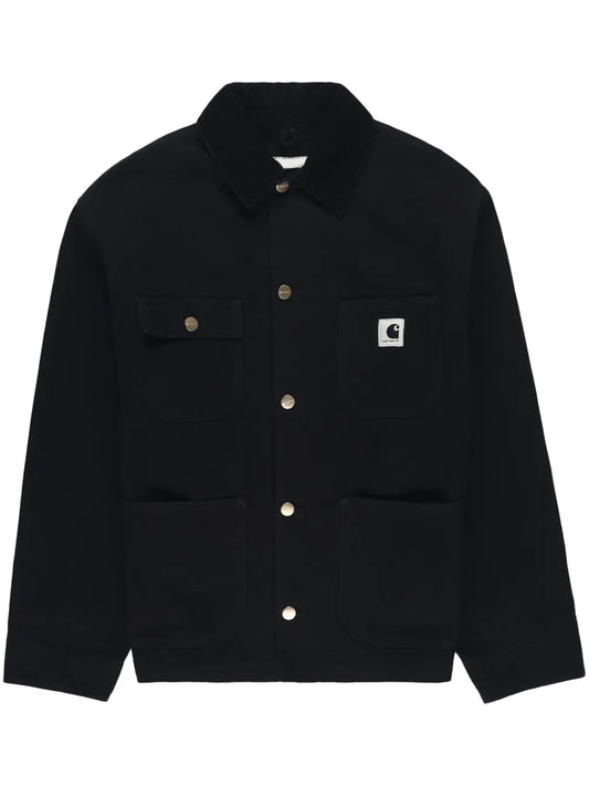 Logo-Patch Cotton Shirt Jacket