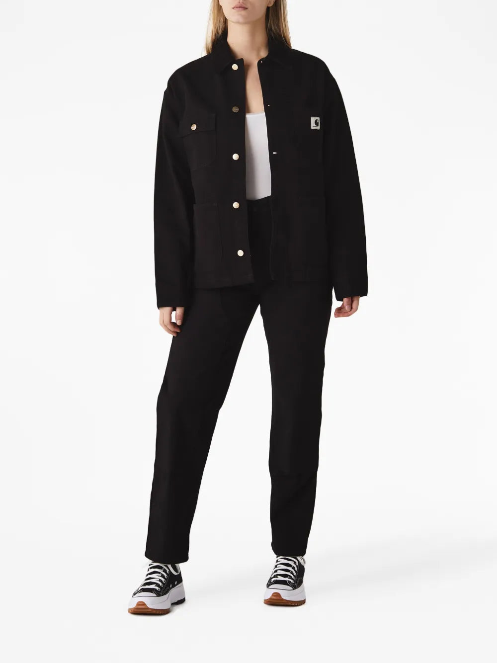 Logo-Patch Cotton Shirt Jacket