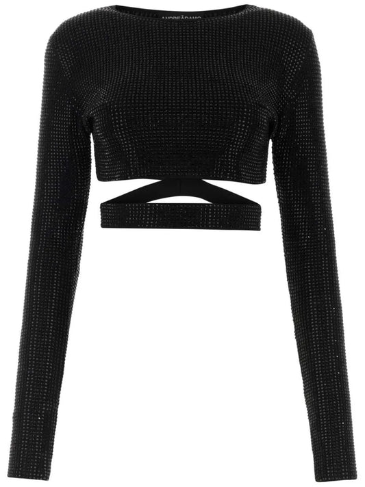 Embellished Cut-Out Crop Top
