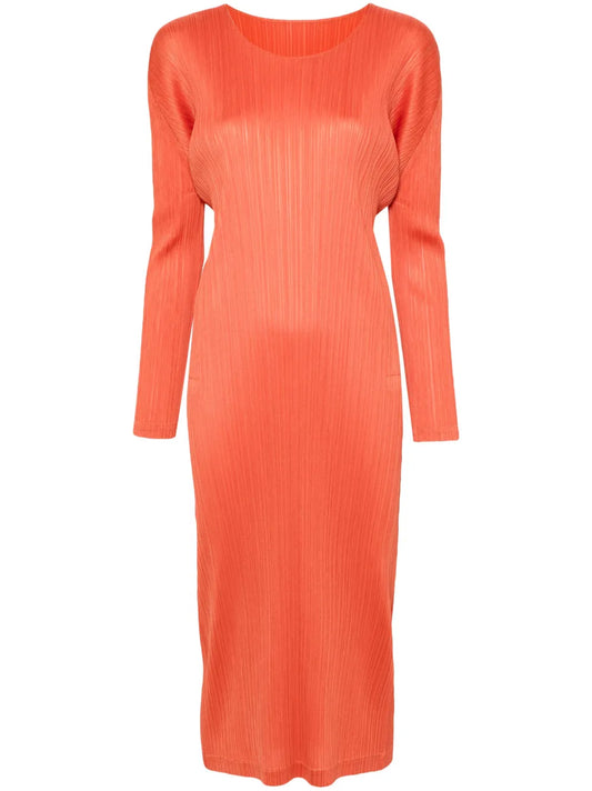 Plissé Midi Dress