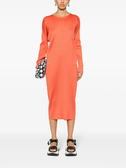 Plissé Midi Dress