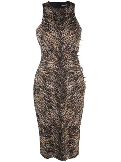 Embellished Falcon-Print Dress