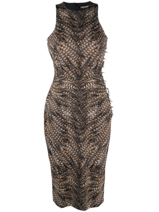 Embellished Falcon-Print Dress