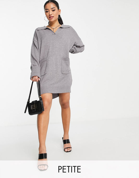 Petite Collar Knitted Jumper Dress