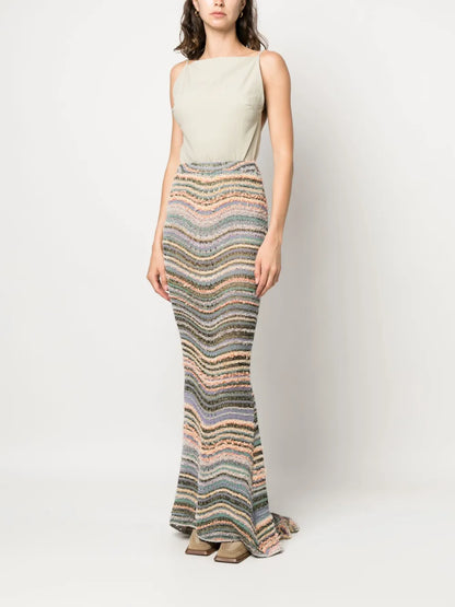 Swirl-Print Maxi Skirt