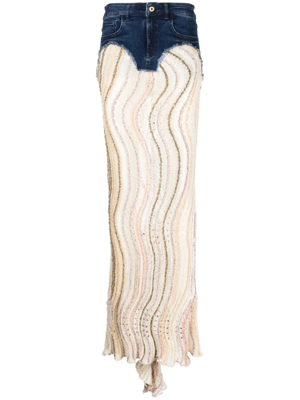 Knitted-Panel Maxi Skirt