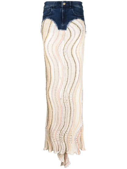 Knitted-Panel Maxi Skirt