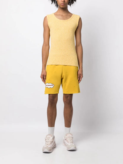 Distressed-Effect Track Shorts