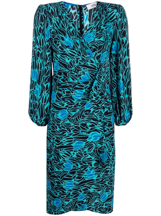 Thanatos Tulip-Print Midi Dress