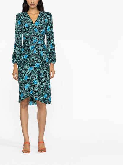 Thanatos Tulip-Print Midi Dress